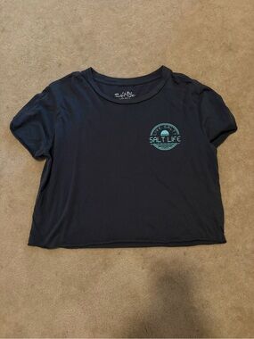 Salt Life Navy Tee with Teal Emblem